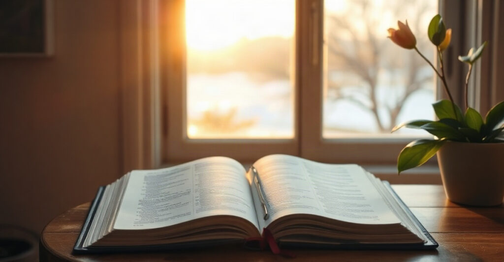 An open Bible in morning light, Bible verses about lust and a fresh start