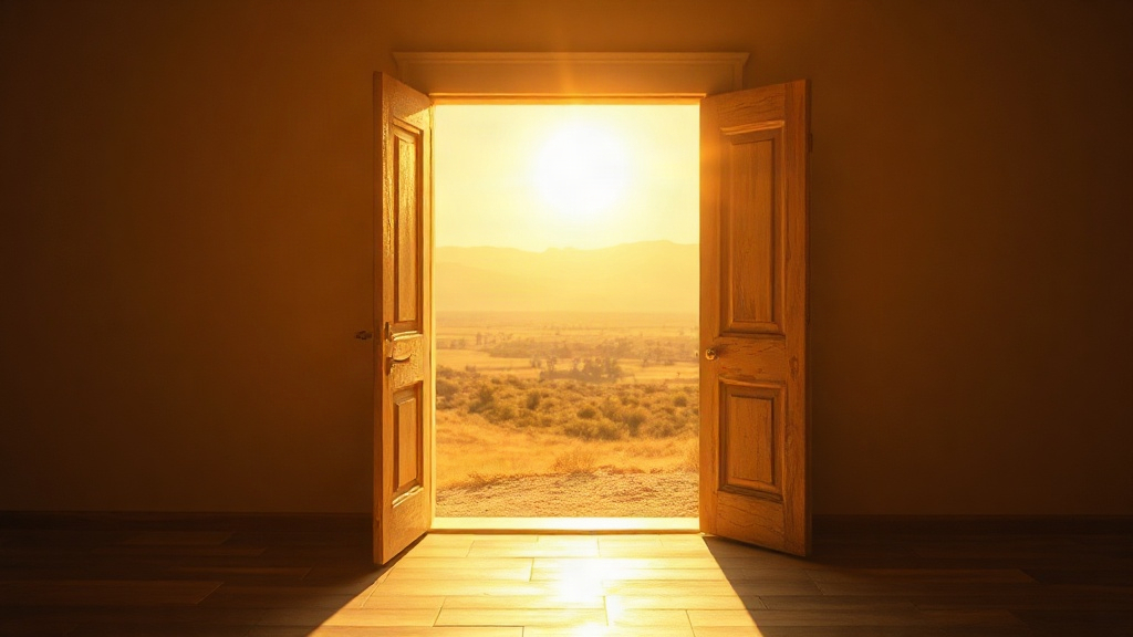 An open door in the light, a picture of God opening a door for a financial breakthrough