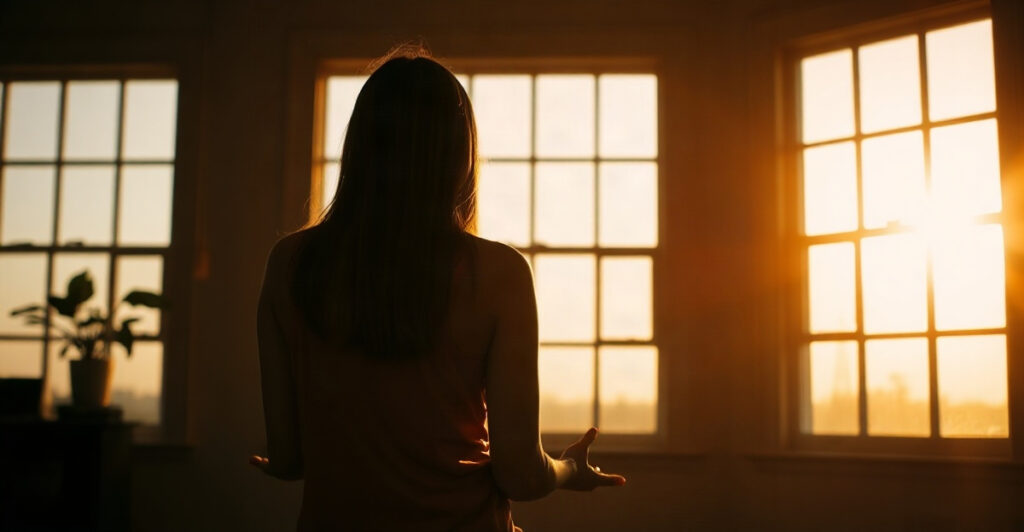 A person praying by a sunrise window, a prayer to grow closer to God