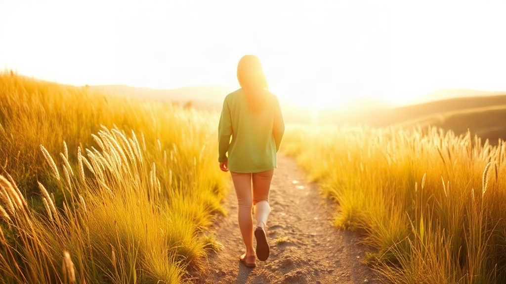 A person walking a sunlit path toward morning light, growing closer to God step by step