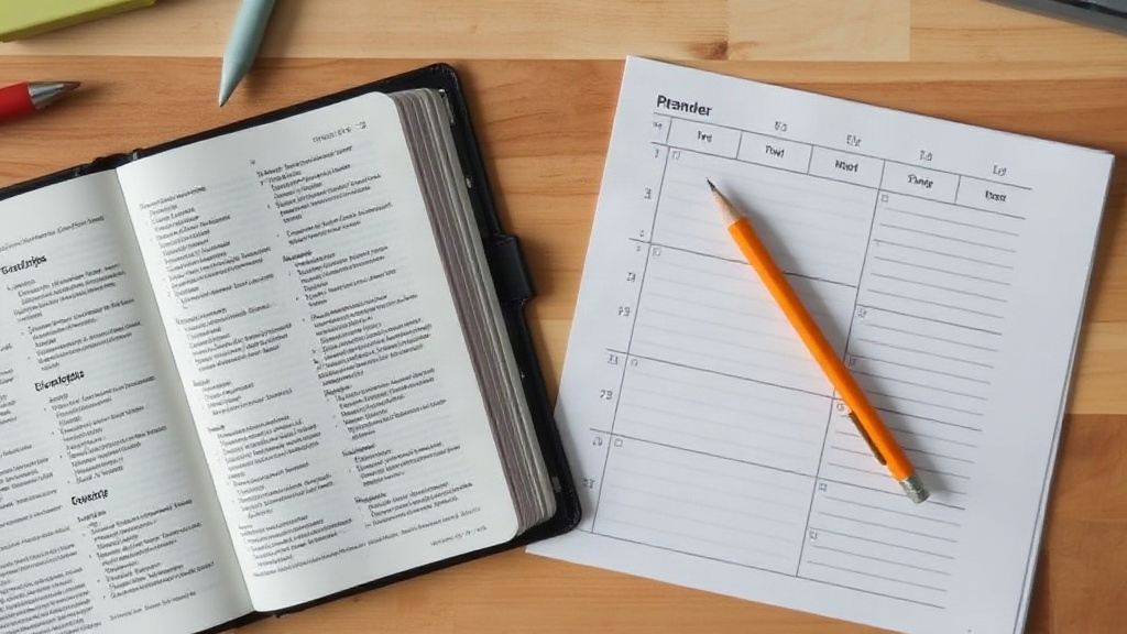 A Bible next to a blank reading plan, a realistic way to read the Bible