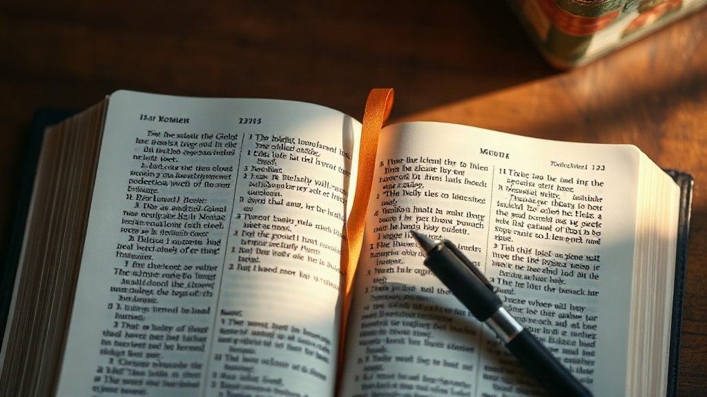A Bible with a bookmark partway through, tracking the pace of reading the Bible