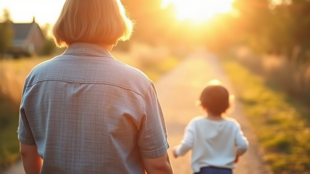 A parent and child walking a sunlit path, leaving a godly financial legacy