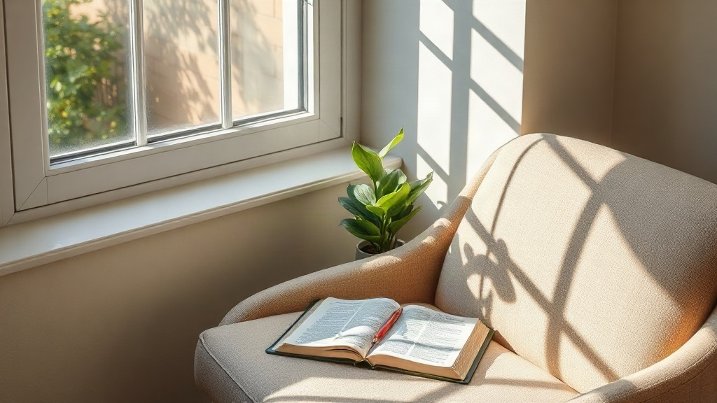 A peaceful quiet time corner for practicing the SOAP Bible study method