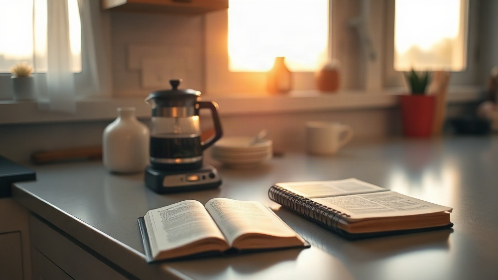 A Bible by the coffee maker, an easy way to start a Bible reading habit